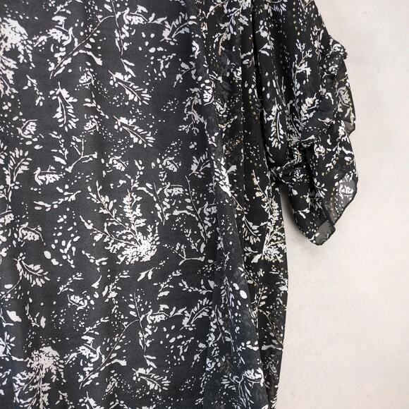 Laon Black Floral Print Sheer Long Kimono Open Cardigan Women's XL Fairy Goth - Picture 9 of 10